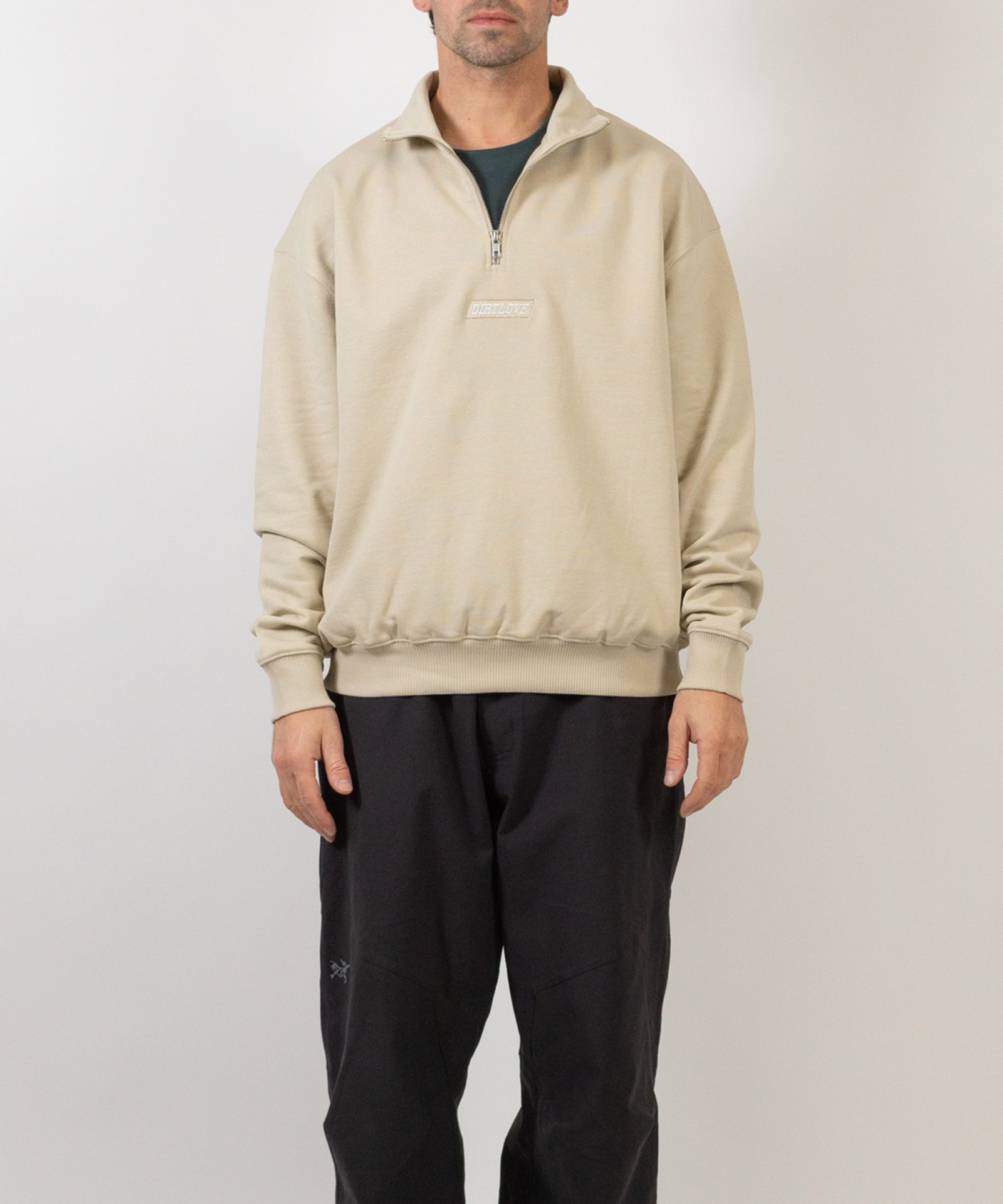 EMBROIDERY HEAVY 1/4 ZIP PULLOVER-SAND EMBROIDERY HEAVY 1/4 ZIP PULLOVER-SAND