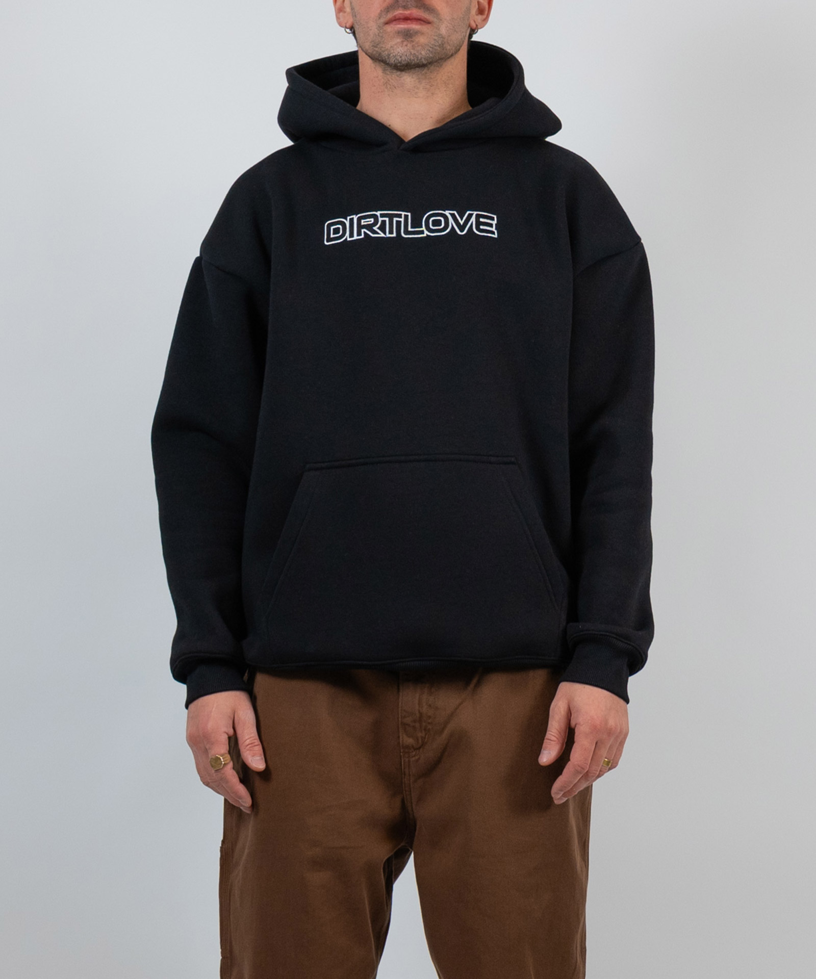EMBROIDERY HEAVY HOODIE - BLACK | LOOSE FIT