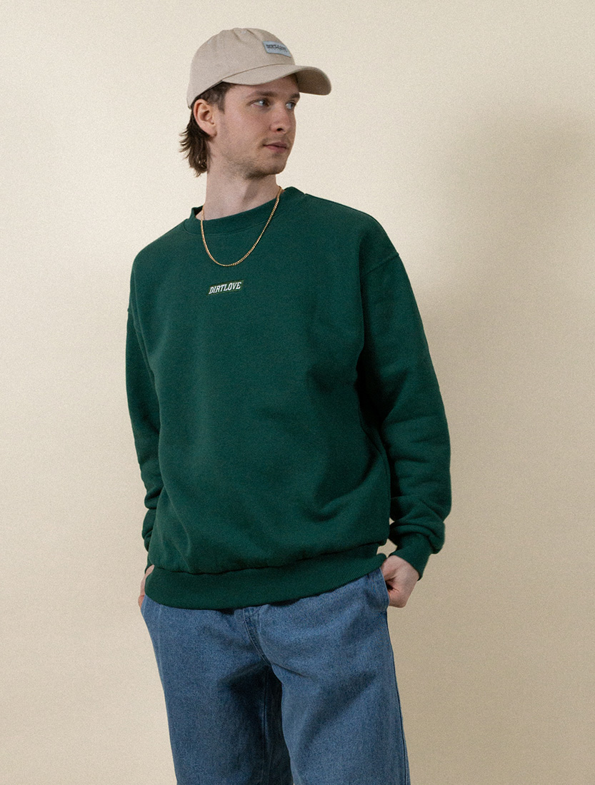 EMBROIDERY HEAVY CREWNECK-FOREST