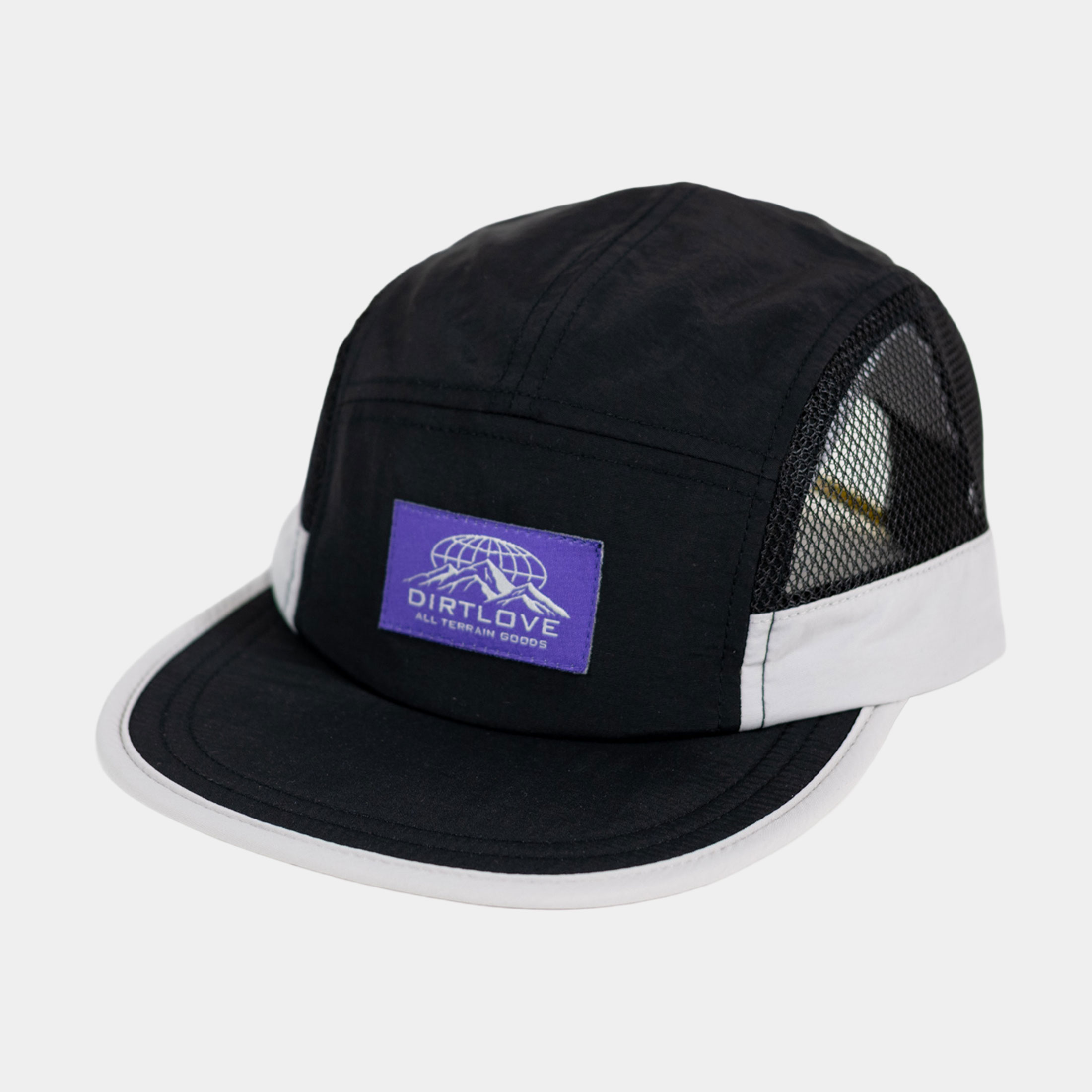 TECHNICAL NYLON 5-PANEL MESH CAP - BLACK