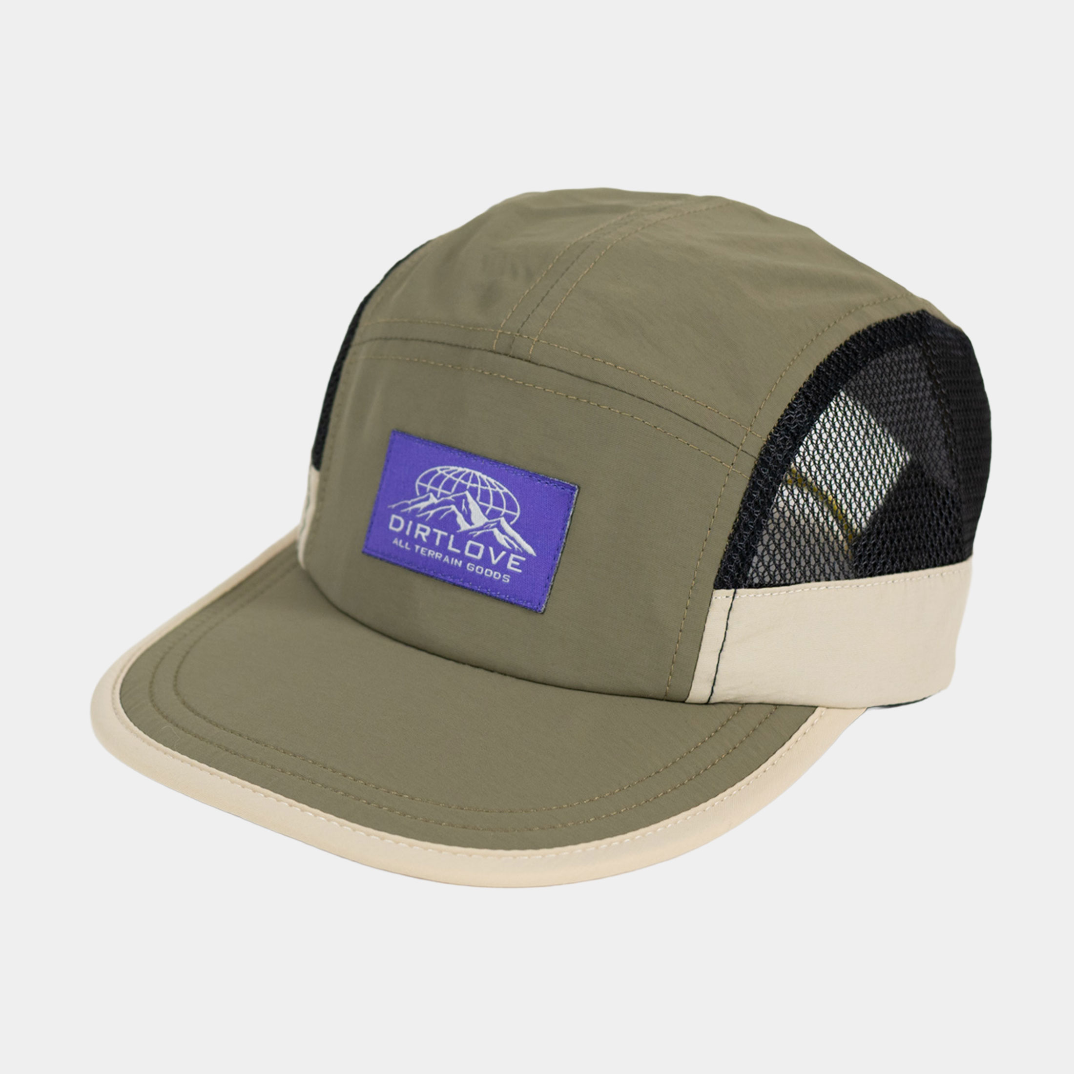 TECHNICAL NYLON 5-PANEL MESH CAP - OLIVE