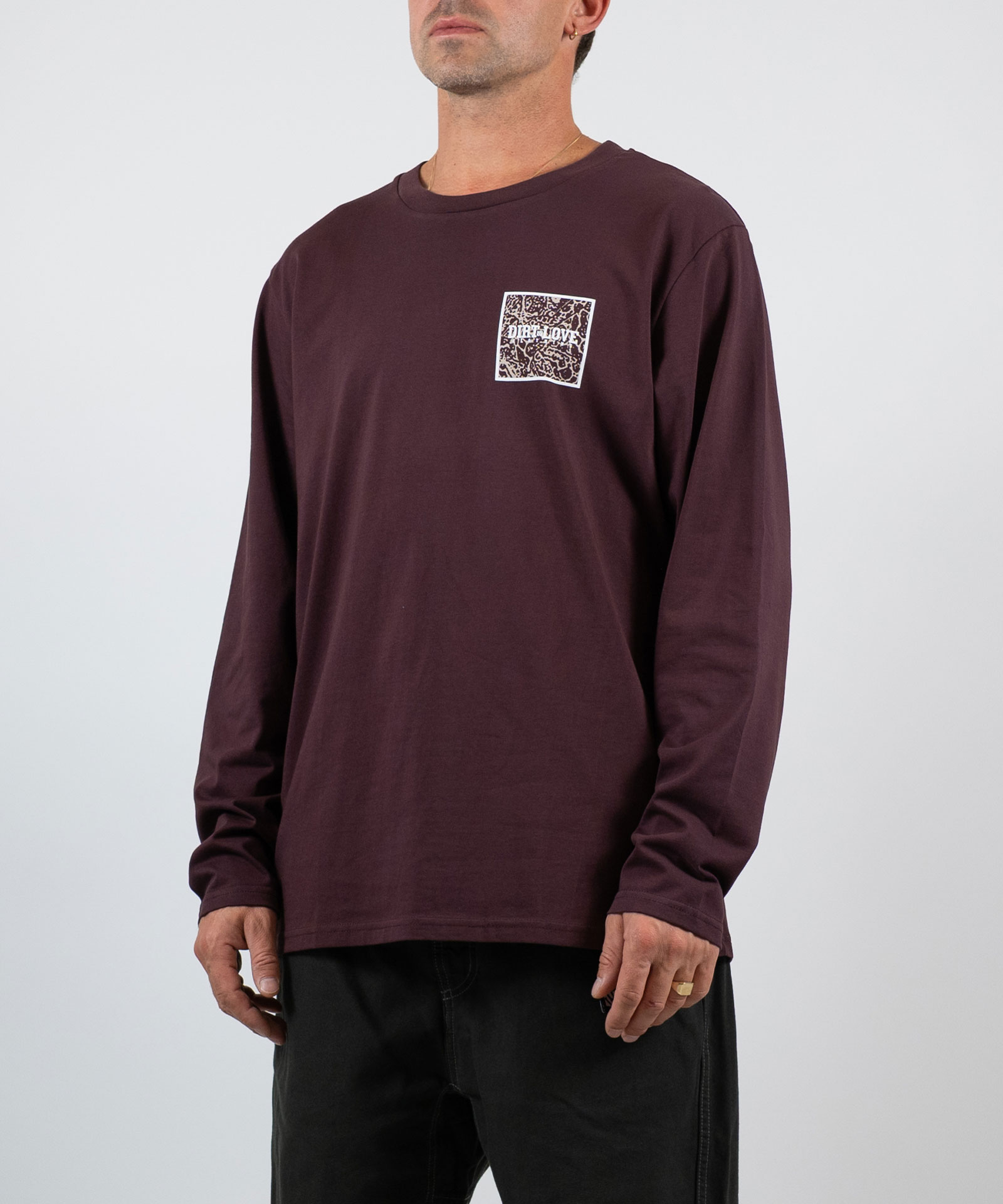 BOX LOGO TEXTURE LONGSLEEVE-RED BROWN