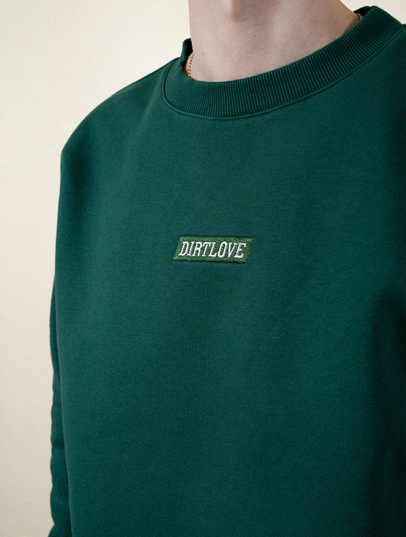 EMBROIDERY HEAVY CREWNECK-FOREST