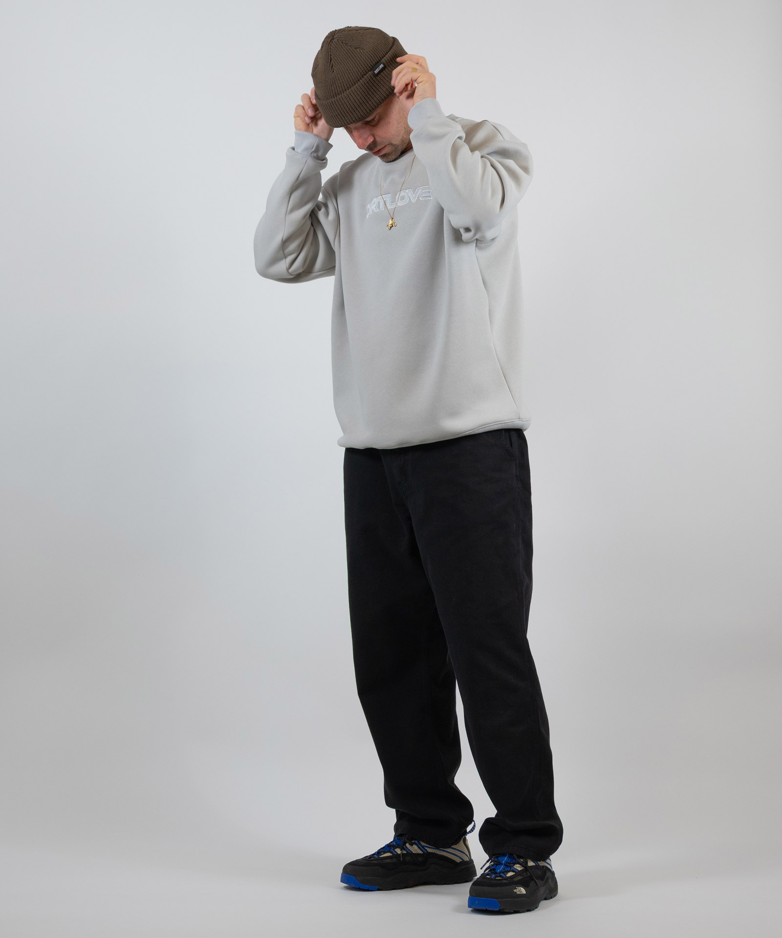 EMBROIDERY HEAVY CREWNECK - LIGHT GREY | LOOSE FIT